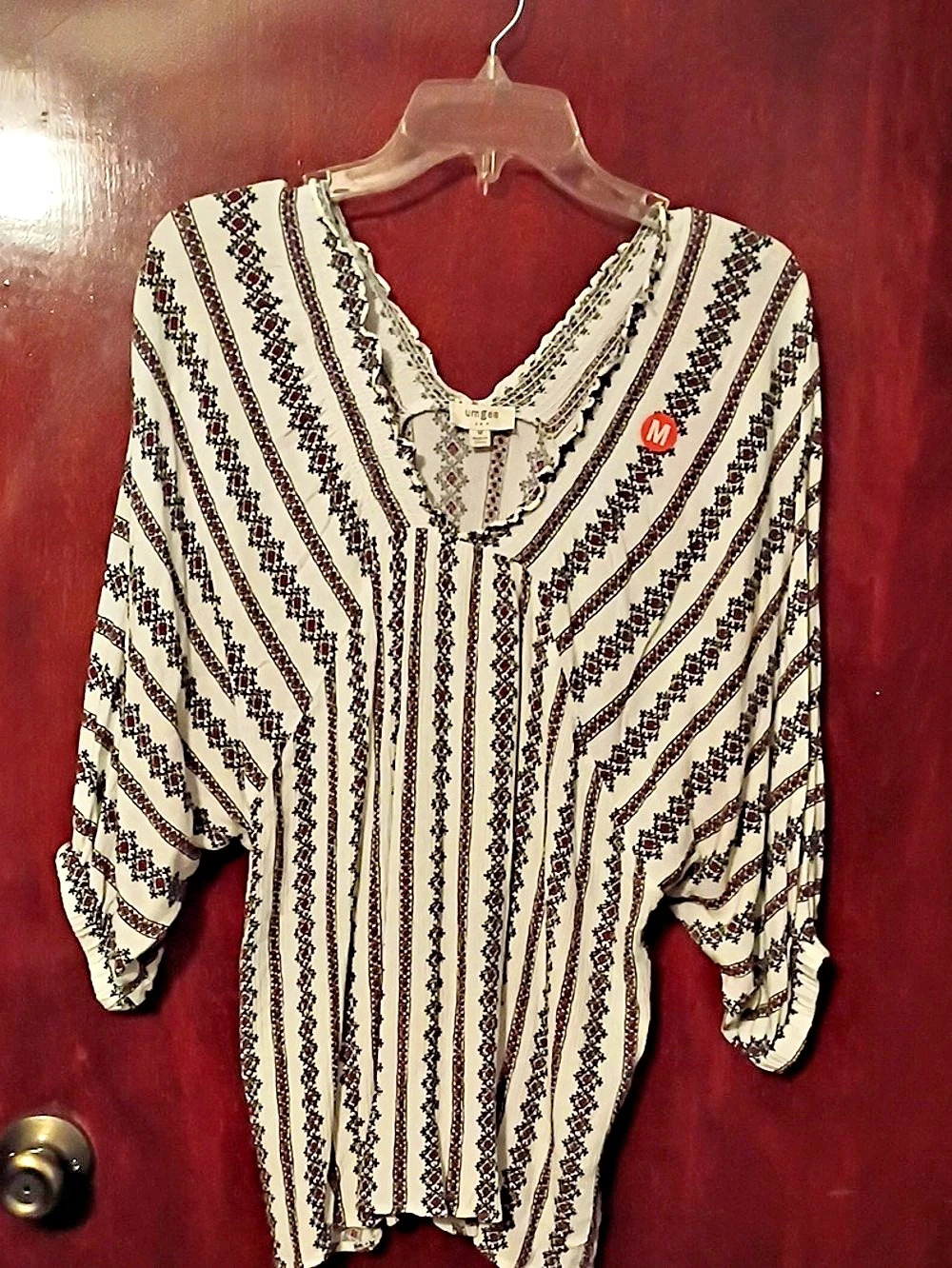 Umgee Geometric Tunic in White & Black Size Medium